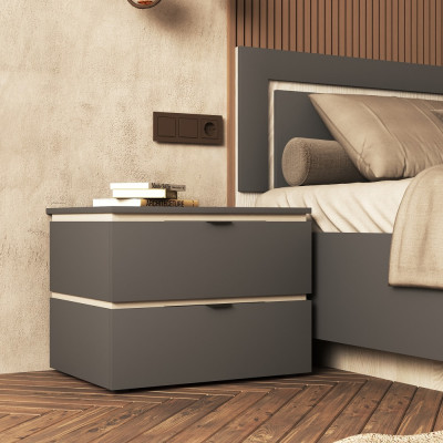 Тумба прикроватная "Ривьера" - Ясень снежный/Графит