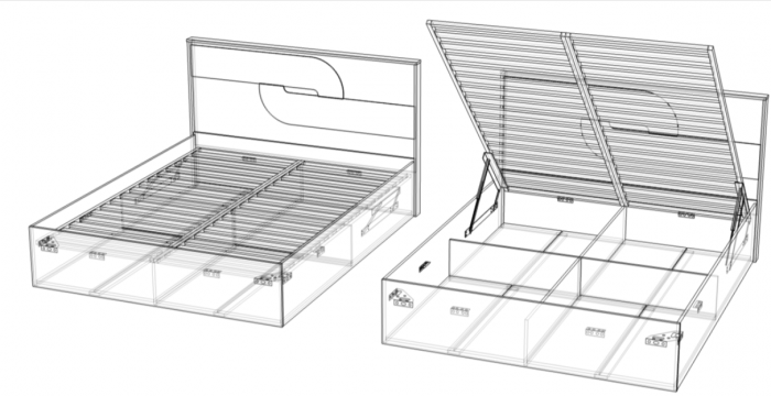 Кровать 180х200 "Монтиз" с подъемным основанием - Белый текстурный/Корунд джелато