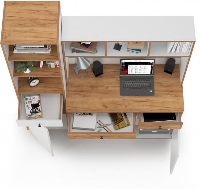 Вуди Компоновка № 05, белый премиум/дуб крафт золотой