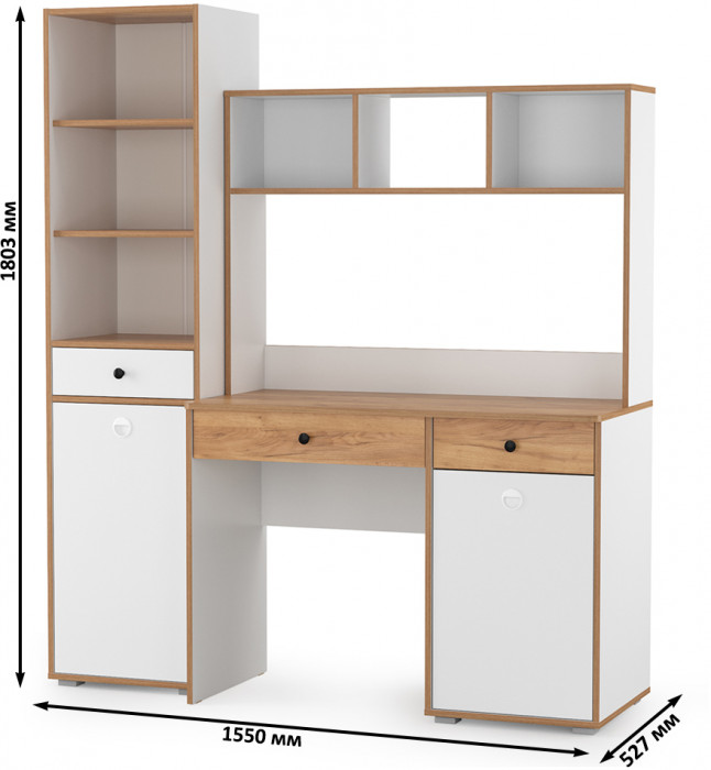 Вуди Компоновка № 05, белый премиум/дуб крафт золотой