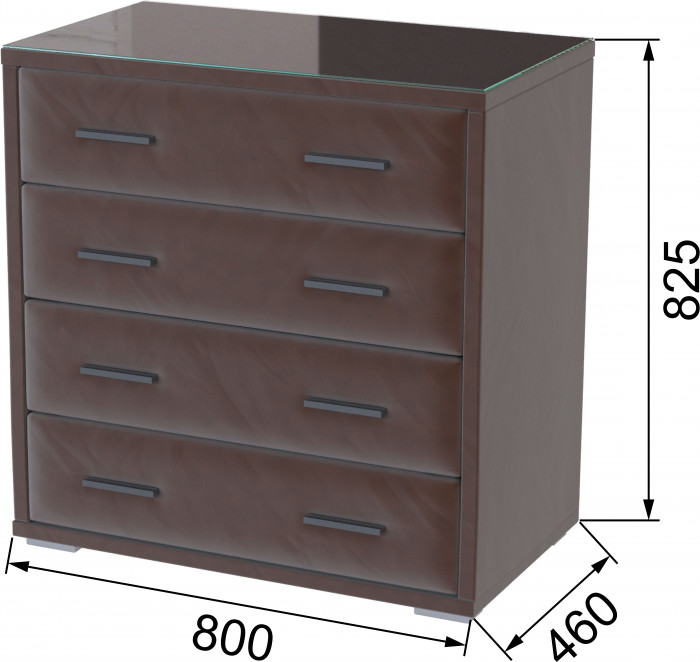 Интерьерный комод со стеклом коричневый