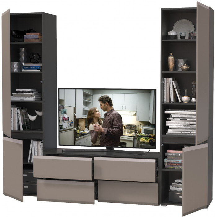 Сидней Комплектация № 007, корпус: антрацит/фасады: МДФ веллюто капучино