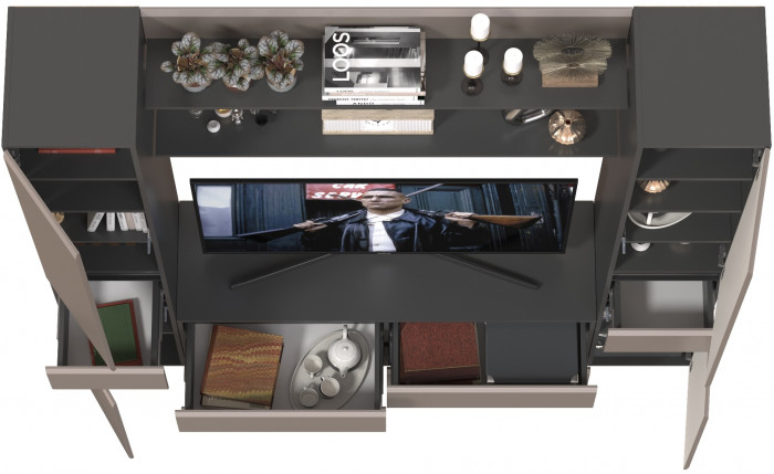 Сидней Комплектация № 070, корпус: антрацит/фасады: МДФ веллюто капучино