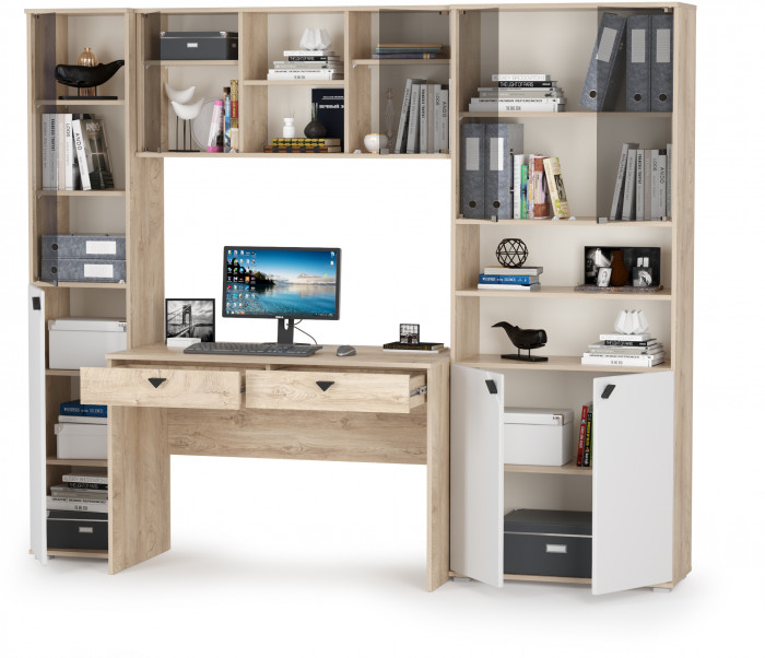 Бостон № 30, дуб эндгрейн элегантный/фасады МДФ милк рикамо софт