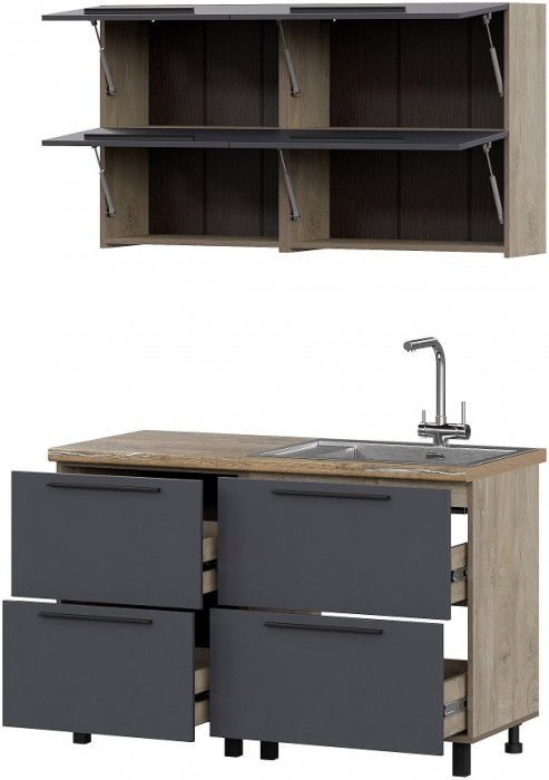Кухня Этна 1.3 м. Комплект 1, софт графит