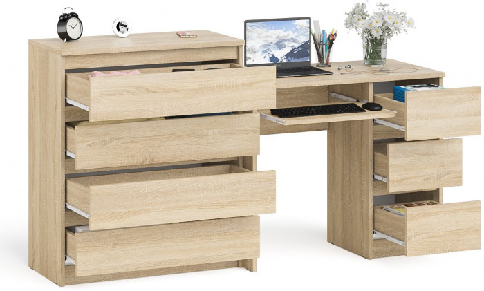 Мори Стол компьютерный МС-6 правый + Комод МК800.4, цвет дуб сонома, ШхГхВ 170,4х50х94 см., выдвижные ящики справа, НЕ универсальная сборка