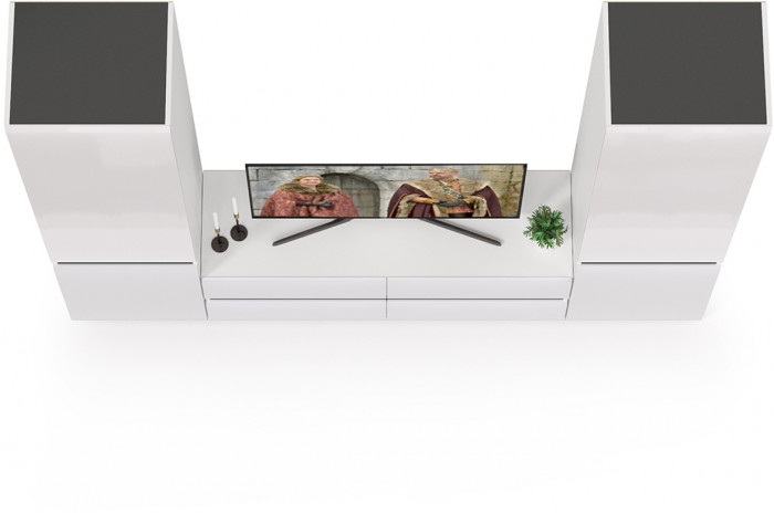 Сидней Комплектация № 007, корпус: белый/чёрный/фасады: МДФ белый глянец