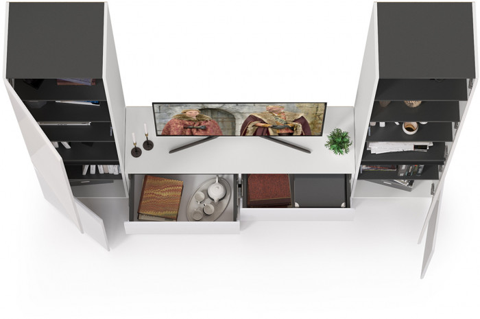 Сидней Комплектация № 007, корпус: белый/чёрный/фасады: МДФ белый глянец