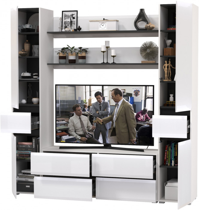 Сидней Комплектация № 070, корпус: белый/чёрный/фасады: МДФ белый глянец