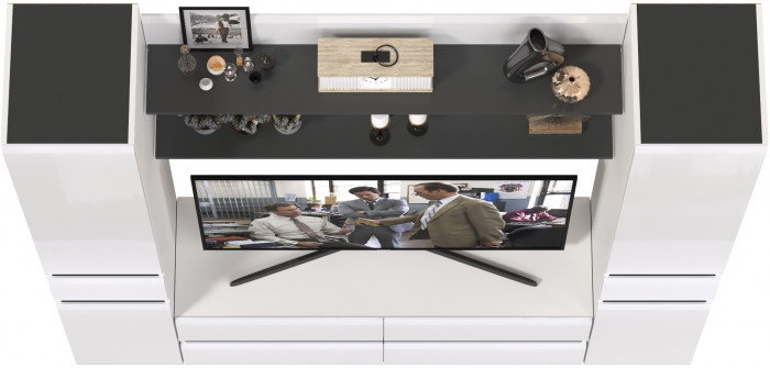 Сидней Комплектация № 070, корпус: белый/чёрный/фасады: МДФ белый глянец