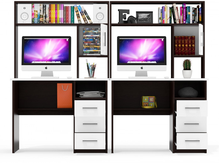 компьютерный стол С-МД-СК9+компьютерный стол С-МД-СК9, венге/белый шагрень