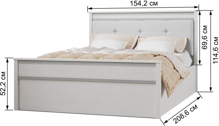 Ливорно Кровать ЛКР-1 (1,4) с ортопедом, Ясень анкор светлый