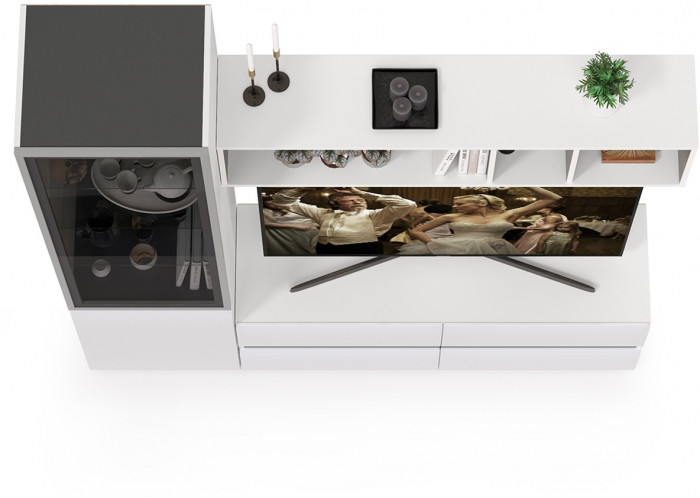 Сидней Комплектация № 008, корпус: белый/чёрный/фасады: МДФ белый глянец