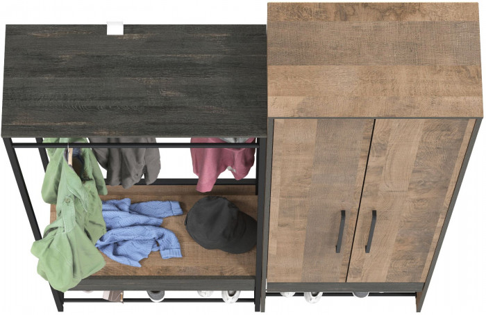 Трувор 15.120 Прихожая + 13.328.02 Шкаф для одежды, дуб гранж песочный/интра