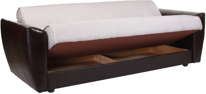 Диван-кровать Амстердам, 140х190, книжка, рогожка/экокожа, бежевый