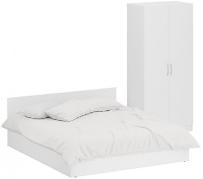 Кровать 1800 + Шкаф 2-х створчатый Стандарт, белый