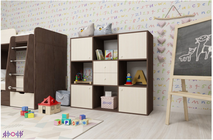 Стеллаж Джери (Ясень Анкор Темный/Дуб молочный)