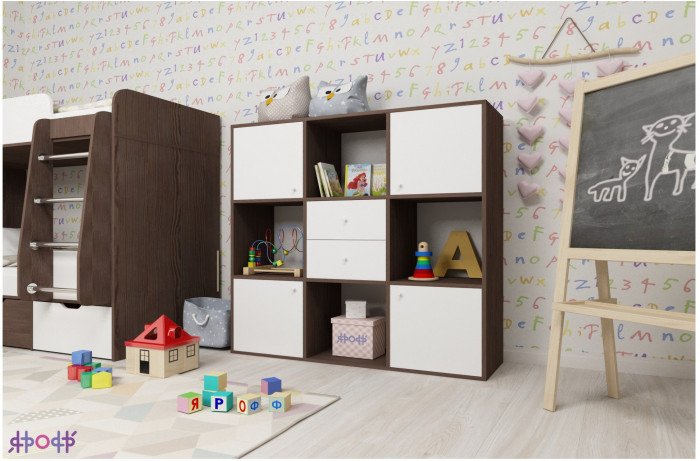 Стеллаж Джери (Ясень Анкор Темный/Дуб молочный)