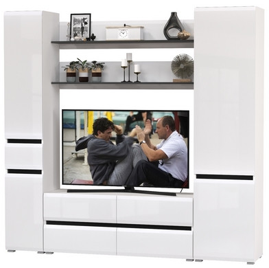 Сидней Комплектация № 071, корпус: белый/чёрный/фасады: МДФ белый глянец