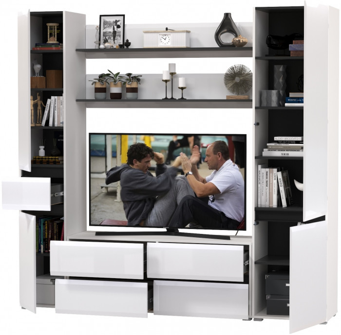 Сидней Комплектация № 071, корпус: белый/чёрный/фасады: МДФ белый глянец