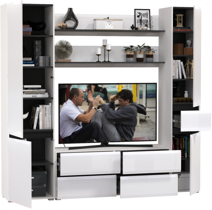 Сидней Комплектация № 071, корпус: белый/чёрный/фасады: МДФ белый глянец