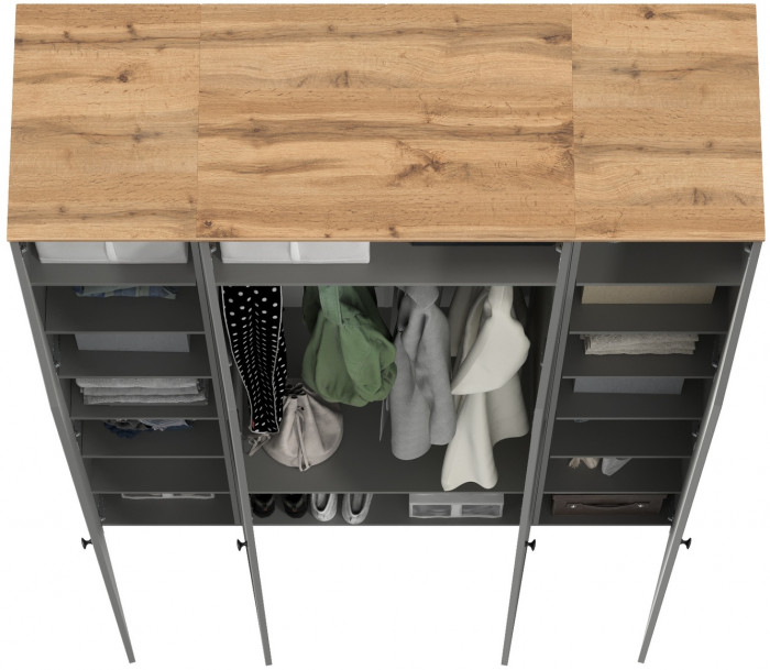 Остин Набор шкафов 02, цвет серый графит/дуб крафт золотой, ШхГхВ 160х54,3х229,6 см., универсальная сборка