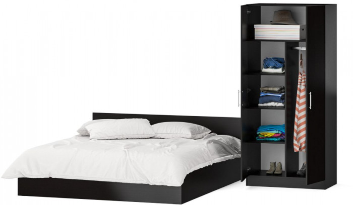 Кровать 1800 + Шкаф 2-х створчатый Стандарт, венге