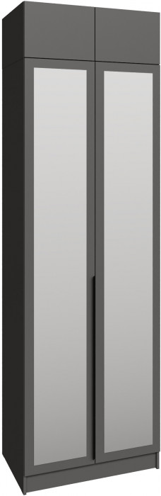 Шкаф 0,8 с антресолью и зеркалом Мадрид, Графит серый