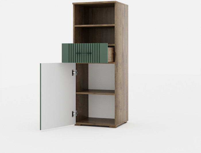 Тумба высокая для гостиной "Монреаль" - Белый текстурный/Ясень белый