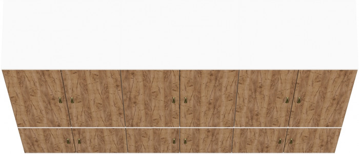 Лидер-8 Шкаф МД 19Б 3 шт., цвет белый шагрень/крафт золото, ШхГхВ 240х50х190 см., универсальная сборка