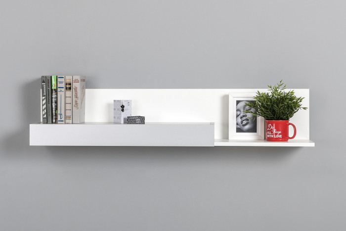 Торонто 16.475 Полка, цвет белый шагрень/стальной серый, ШхГхВ 120х23,2х24 см., универсальная сборка