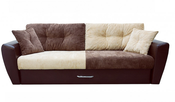 Диван еврокнижка Амстердам 160 ЛЮКС 03 ВЕЛЮР КОМБИ ЭКОКОЖА КОРИЧНЕВАЯ