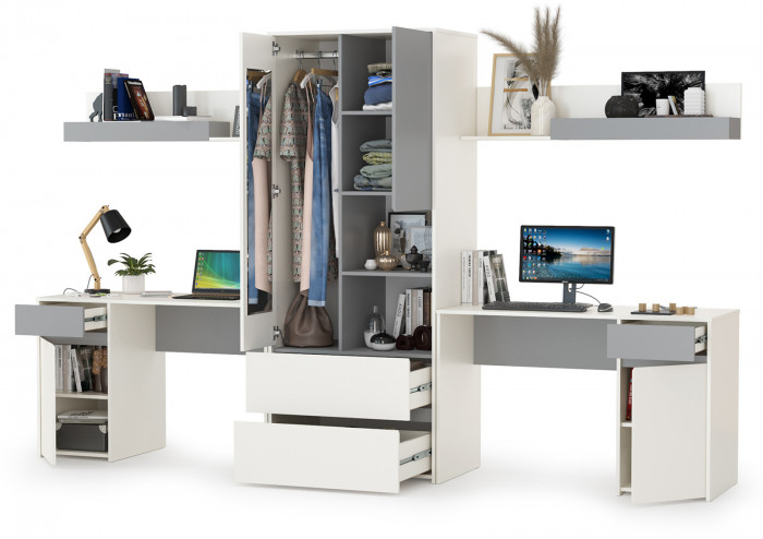 Торонто Компоновка № 18, белый шагрень/стальной серый