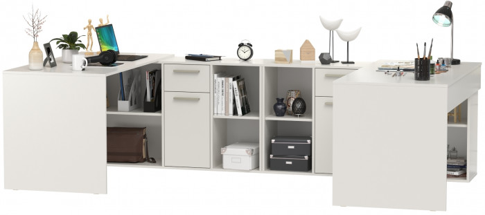 Лайт письменный стол 03.245F + 03.245F, белый шагрень