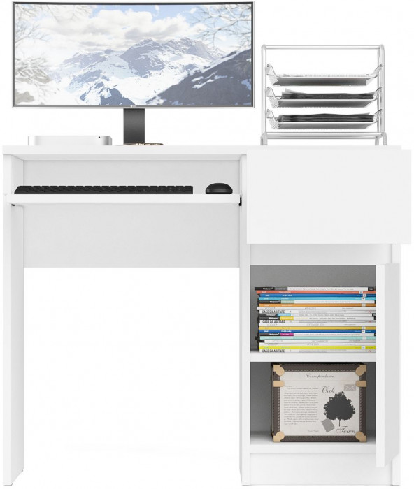 Мори компьютерный стол МС-1 правый, белый