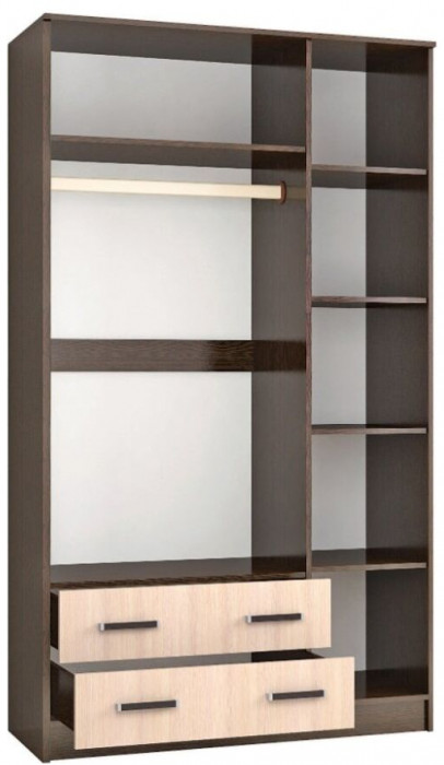 Шкаф комбинированный Лагуна 1200 с антресолью венге/дуб молочный