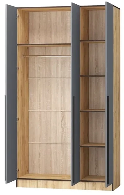 Шкаф Бастион 1200 с антресолью, Графит/Дуб крафт золотой