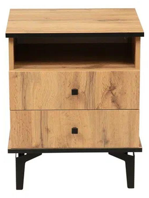 Тумба прикроватная Либерти 51.17 (опора h150) Дуб Вотан/Черный