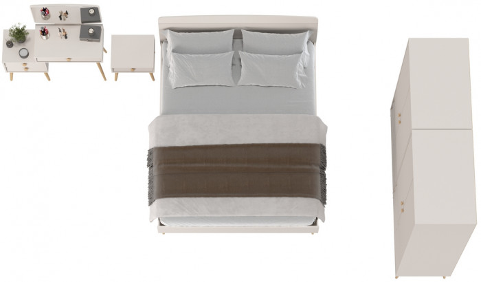 Афина Спальня 36-1600, цвет кашемир серый, сп.м. 1600х2000 мм., б/м, основание есть - фанера