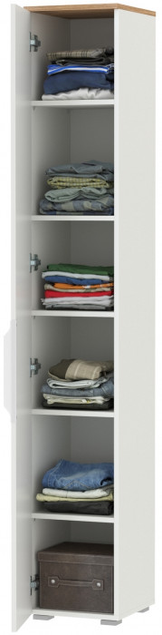 Октава 13.228 Шкаф-пенал, белый шагрень/дуб крафт золотой/фасады МДФ белый шагрень