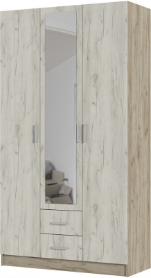 ГАРМОНИЯ ШК 601 М шкаф 3х створчатый  (1,2х2,2х0,5) дуб крафт белый/дуб крафт серый