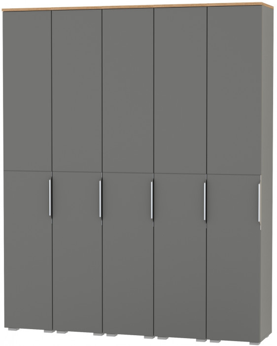 Октава Набор шкафов 46, цвет серый графит/дуб крафт золотой/фасады МДФ серый графит, ШхГхВ 161х35,3х197,6 см., универсальная сборка