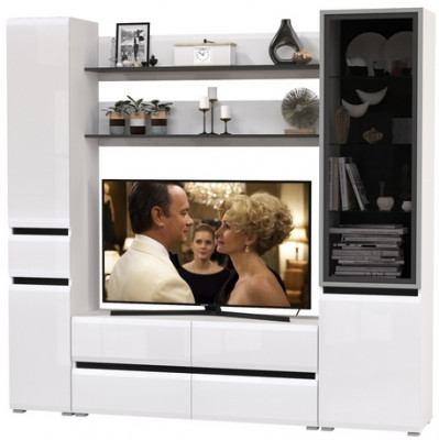 Сидней Комплектация № 072, корпус: белый/чёрный/фасады: МДФ белый глянец