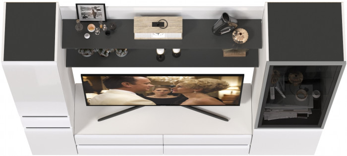 Сидней Комплектация № 072, корпус: белый/чёрный/фасады: МДФ белый глянец