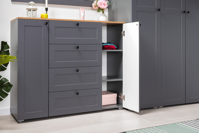 Остин Прихожая 53, цвет серый графит/дуб крафт золотой, ШхГхВ 280х54,3х229,6 см., универсальная сборка