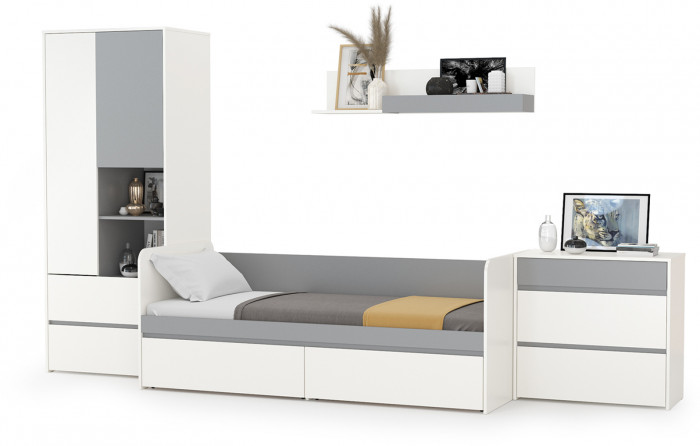 Торонто Компоновка № 19, белый шагрень/стальной серый