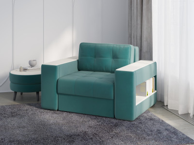 Кресло-кровать "Доро", Бирюза/МДФ клен кремовый