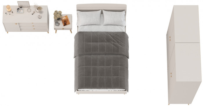 Афина Спальня 37-1200, цвет кашемир серый, сп.м. 1200х2000 мм., б/м, основание есть - фанера