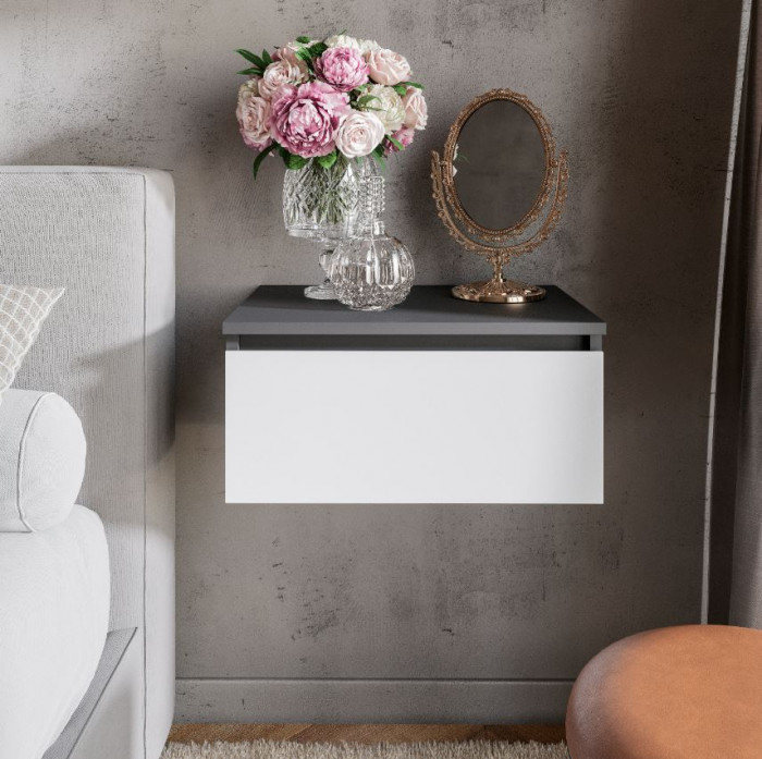 Тумба прикроватная "Шарм" ТБ-11 Графит/ Белый