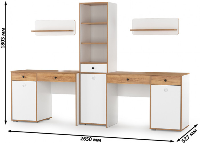 Вуди Компоновка № 11, белый премиум/дуб крафт золотой